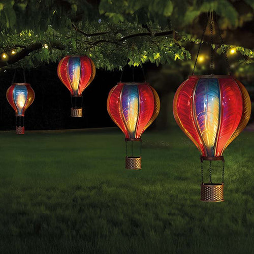 1 x 37cm Mini Rainbow Hot Air Balloon Garden Solar Light