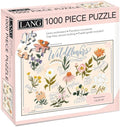 A Lang 1000-piece jigsaw puzzle box titled 'Wildflowers,' showing a floral illustration on the front with the brand name Lang and product details.