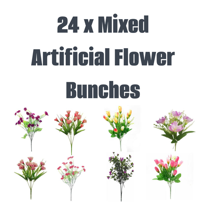 24 X Mixed Flower Bunches - Assorted Colours