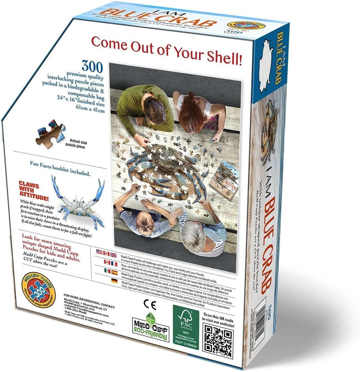 300 Piece Shaped Jigsaw Puzzle - I Am Blue Crab | Madd Capp