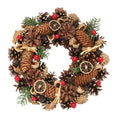30cm Red Berry, Cone and Fruit Boxed Wreath -  Christmas Artificial Xmas