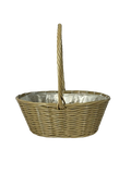 30cm Taupe Oval Planting Basket Plastic Lined with Handle