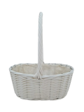 30cm White Oval Planting Basket Plastic Lined with Handle