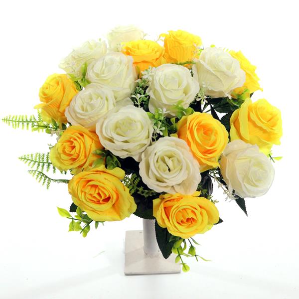 40cm Large Yellow / Ivory Rosebud Bunch - 18 Heads