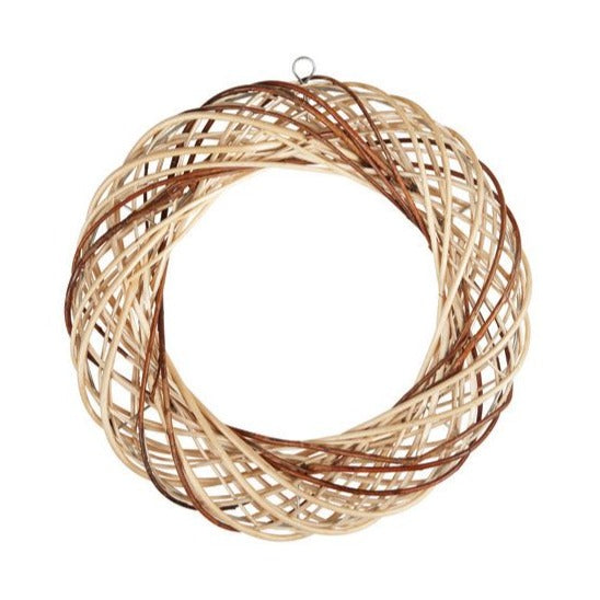 40cm Natural Rattan Wicker Wreath - Artificial Flower