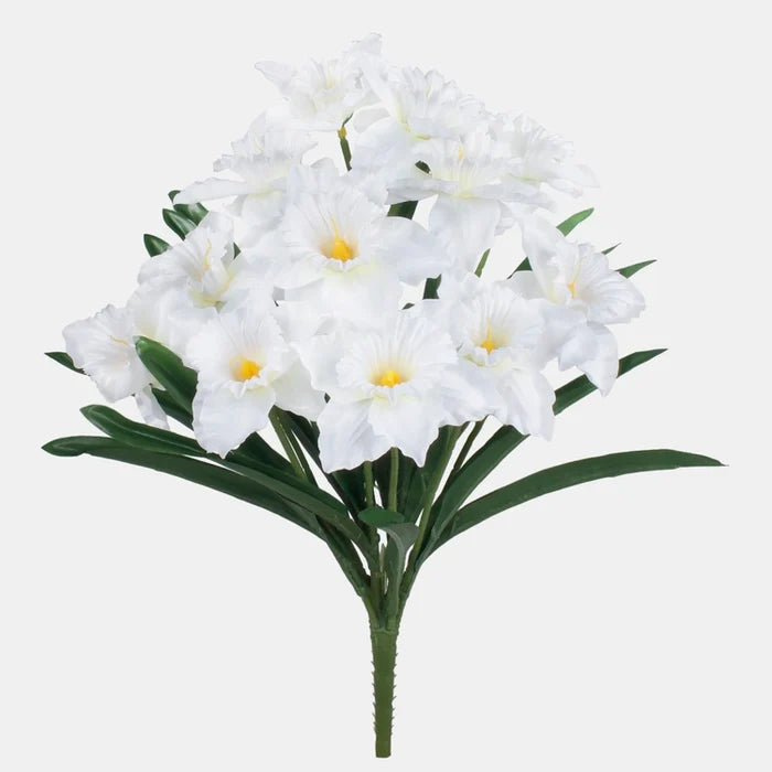 43cm Large White Daffodil Bush - 12 Heads (SB-1)