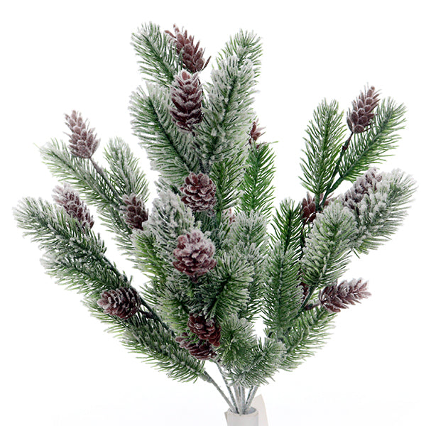 47cm Large Christmas Green Snowy Pine Bunch