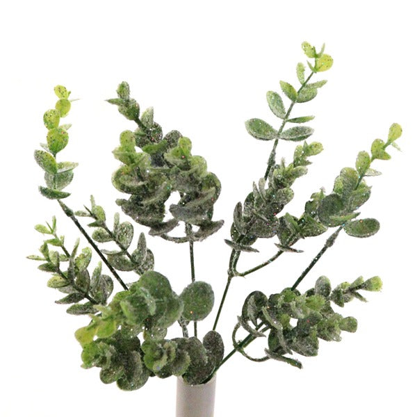 48 x 36cm Plastic Eucalyptus Bunch - Mixed Silver Frosted - Full Box
