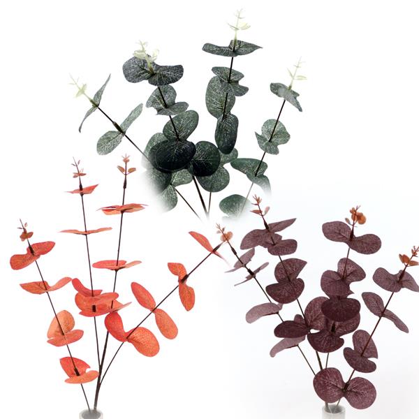 48 X Autumn Eucalyptus Bunch - 4 Stems - Green Orange Burgundy - FULL BOX
