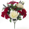 49cm Large Red White Poinsettia and Rose Christmas Bunch