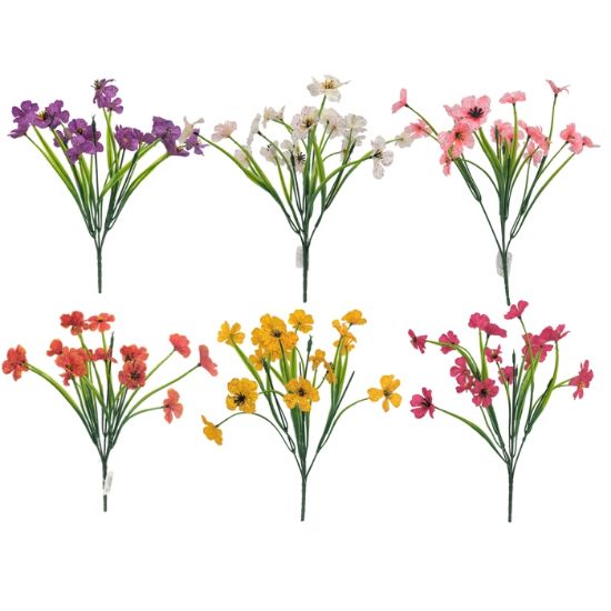 60 X Mini Daisy Bush with Fern -  Assorted Colours - Full Box