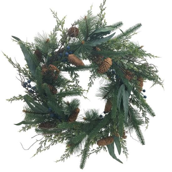 60cm Deluxe Christmas Wreath with Foliage Cones and Berries