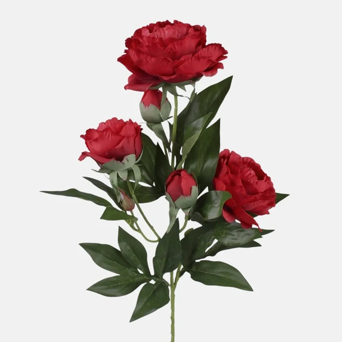 67cm Deluxe Red Peony Spray - Artificial Single Stem