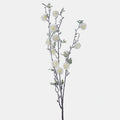 92cm White Buttonbush Branch Green Foliage Greenery - Single Stem