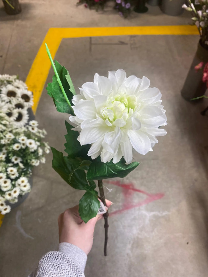 AmBest Dahlia Stem White 25" - Artificial Flowering Plants Silk
