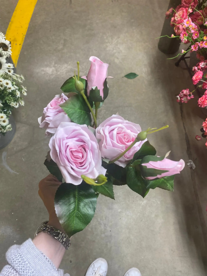 AmBest Real Touch Rose Bundle Light Pink 18" - Artificial Flowering Plants Silk