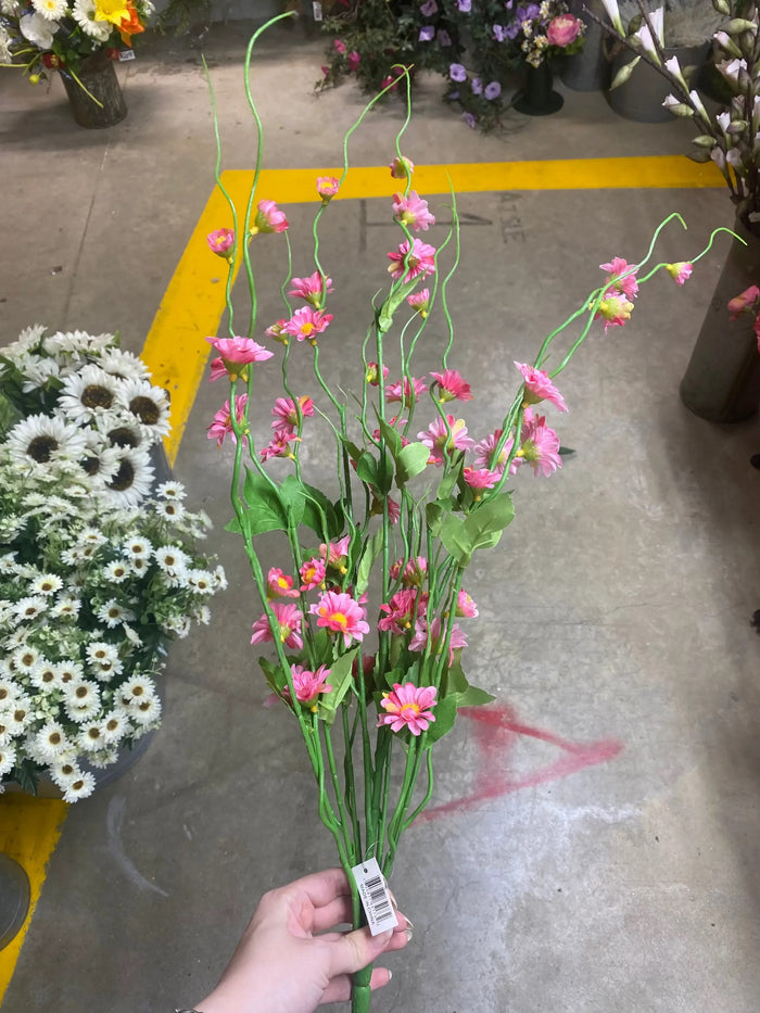 Fortune Curly Branch w/ Daisy Pink - Artificial Flowering Plants Silk