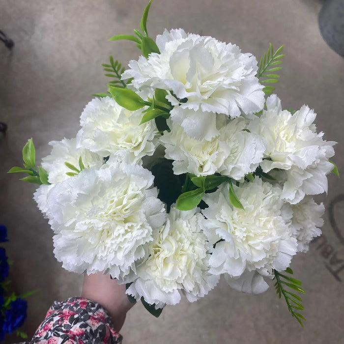 Fortune Carnation Bush Cream 18” - Artificial Flowering Plants Silk