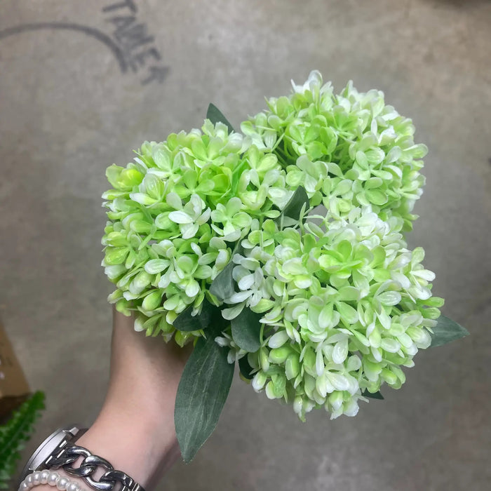 Le Fleur Snowball Hydrangea Bundle Green 11" - Artificial Flora Silk