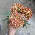 Le Fleur Snowball Hydrangea Bundle (x3) Peach 11" - Uncategorized Silk