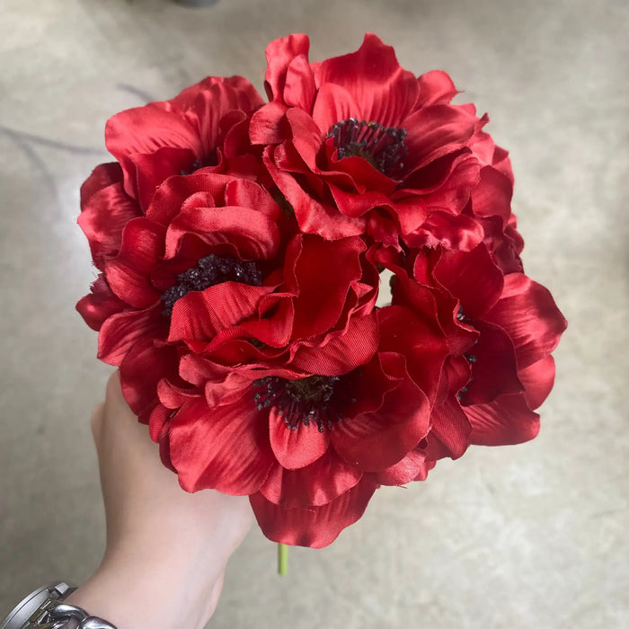 Allstate Anemone Bundle x6 12" Red - Uncategorized Silk