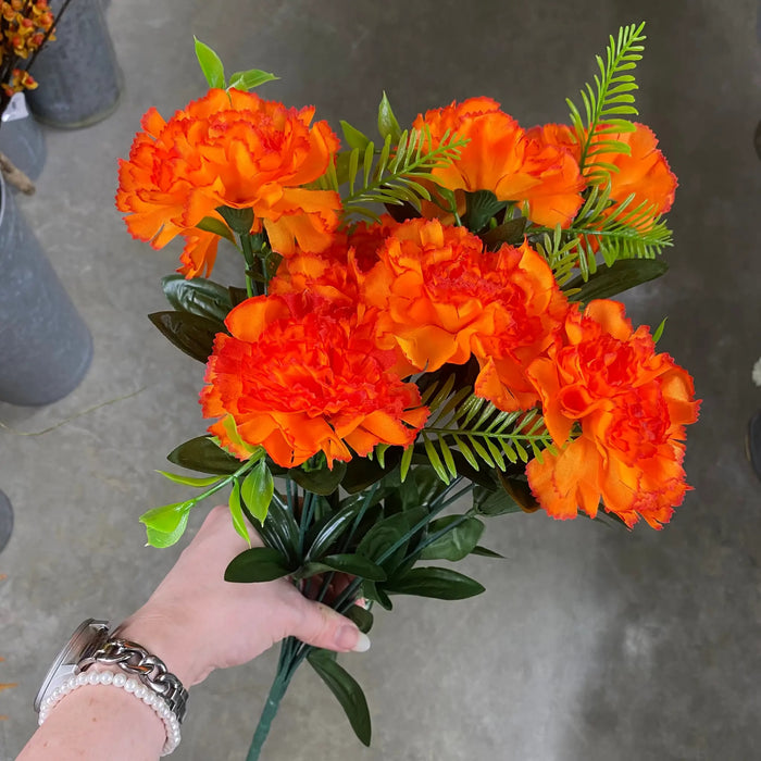 Fortune Carnation Bush Orange 18” - Silk