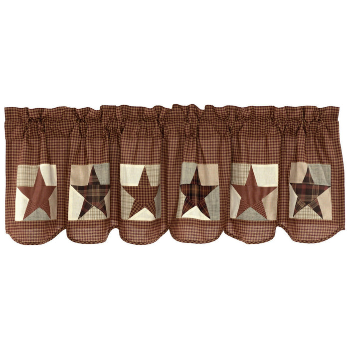 Abilene Patch Block and Star Scalloped Lined Valance 72" - Primitive Star Quilt Shop