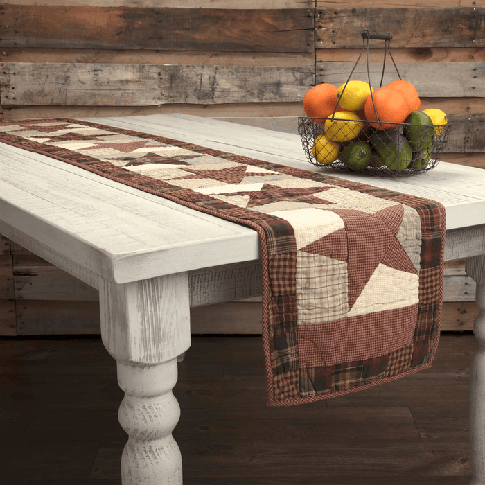 Abilene Star Quilted Runner 13x72" - Primitive Star Quilt Shop
