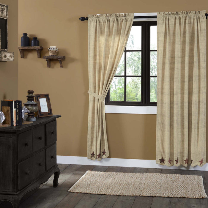 Abilene Star Scalloped Lined Panel Curtains 84" - Primitive Star Quilt Shop
