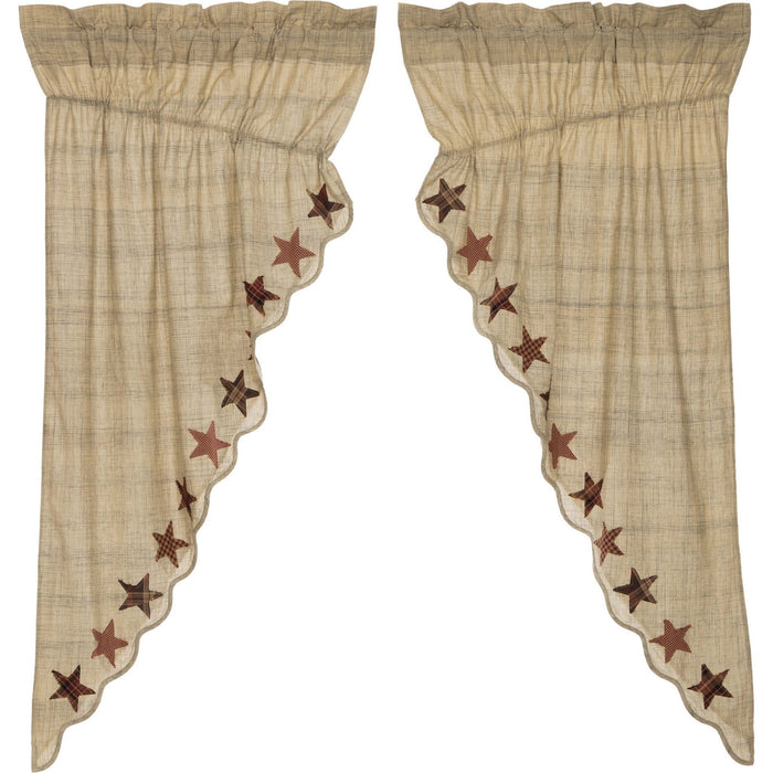 Abilene Star Scalloped Lined Prairie Curtains 63" - Primitive Star Quilt Shop