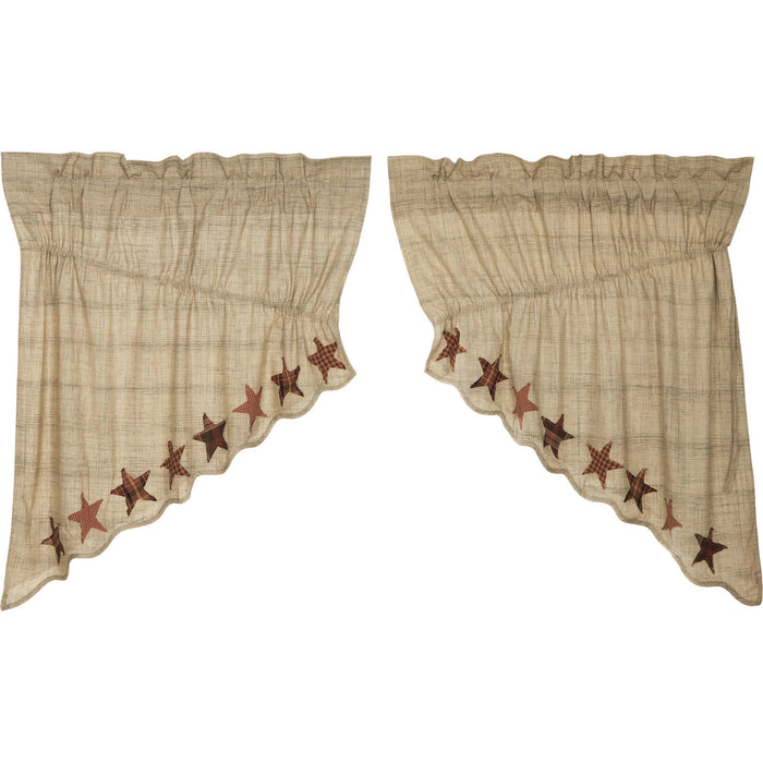 Abilene Star Scalloped Lined Prairie Swag Curtains - Primitive Star Quilt Shop