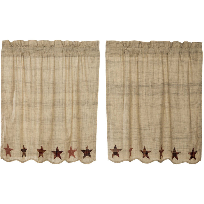 Abilene Star Scalloped Lined Tier Curtains 36" - Primitive Star Quilt Shop