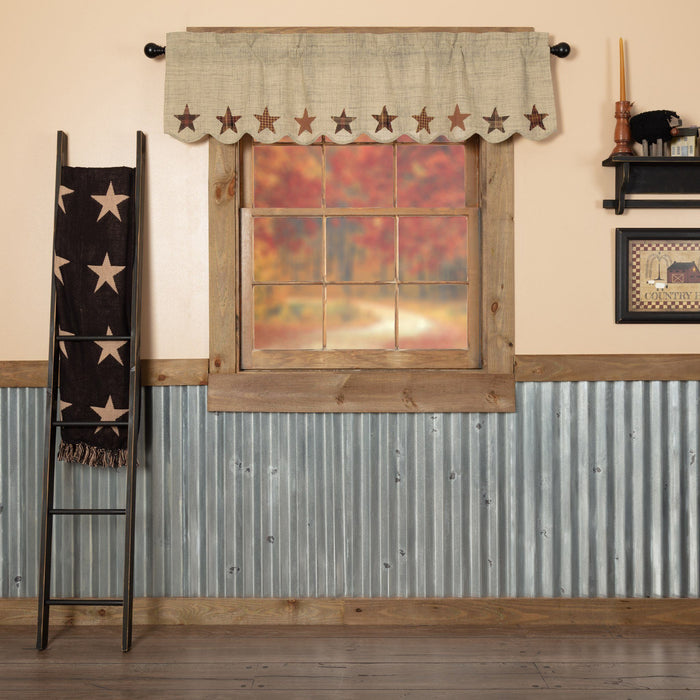 Abilene Star Scalloped Lined Valance 60" - Primitive Star Quilt Shop