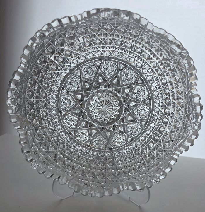 ABP cut glass flashy low bowl American brilliant period 1886 -1915 bob54