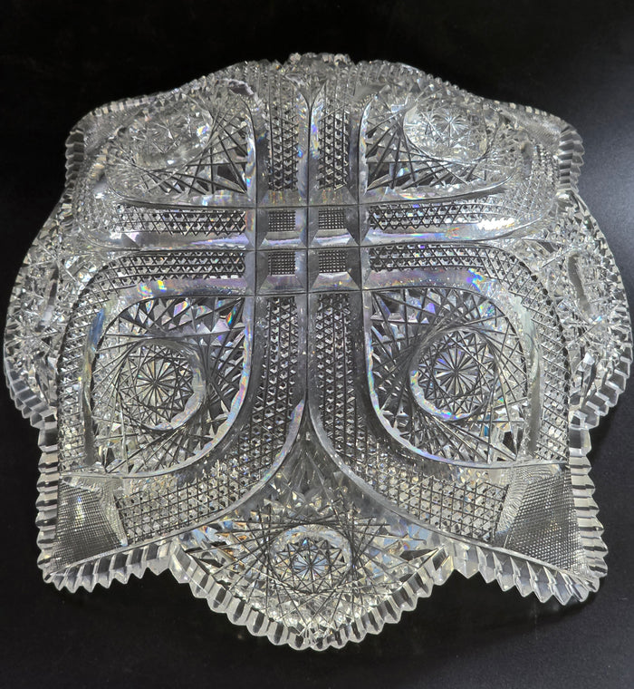 ABP cut glass square bowl American brilliant period 1886 -1915 bob52