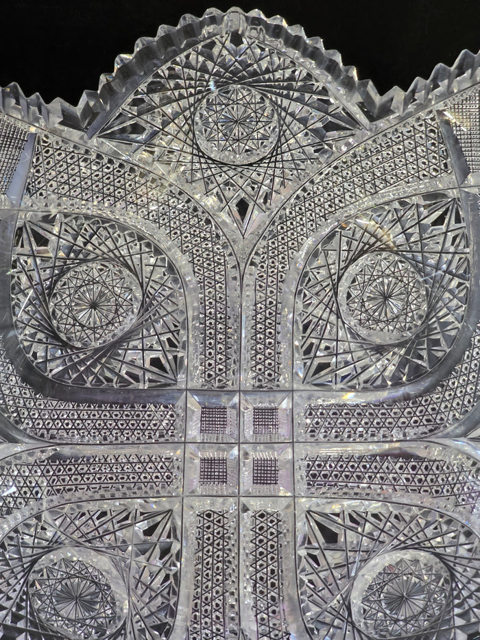ABP cut glass square bowl American brilliant period 1886 -1915 bob52