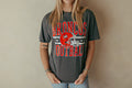 Adult Mustang Broncos Red Helmet Graphic Tee Gray