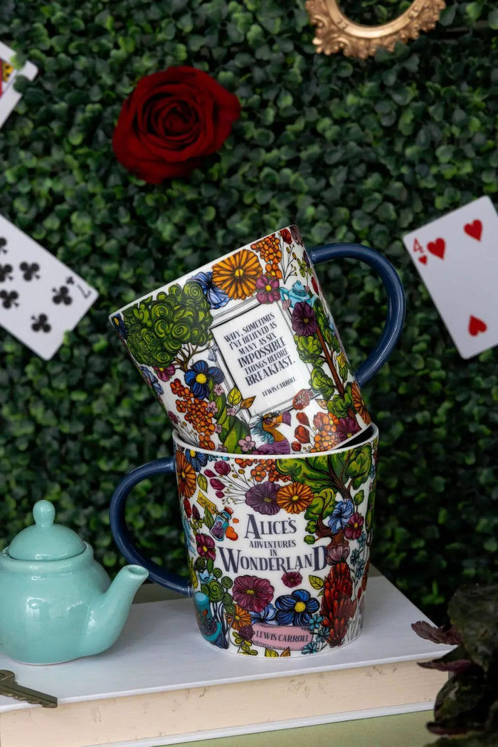 Steel Mill and Co. Alice in Wonderland Floral Ceramic Mug - Mugs Merchandise