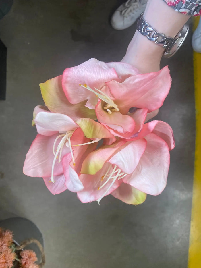 AmBest Amaryllis Bundle 12" Pink - Artificial Flowering Plants Silk