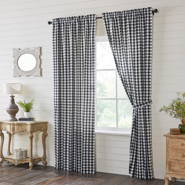 Annie Black Buffalo Check Lined Panel Curtains 96" - Primitive Star Quilt Shop