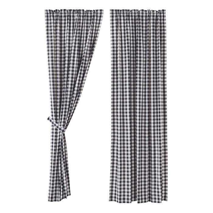 Annie Black Buffalo Check Lined Panel Curtains 96" - Primitive Star Quilt Shop