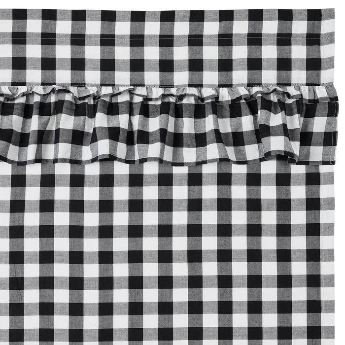 Annie Black Buffalo Check Ruffled Lined Panel Curtains 96" - Primitive Star Quilt Shop