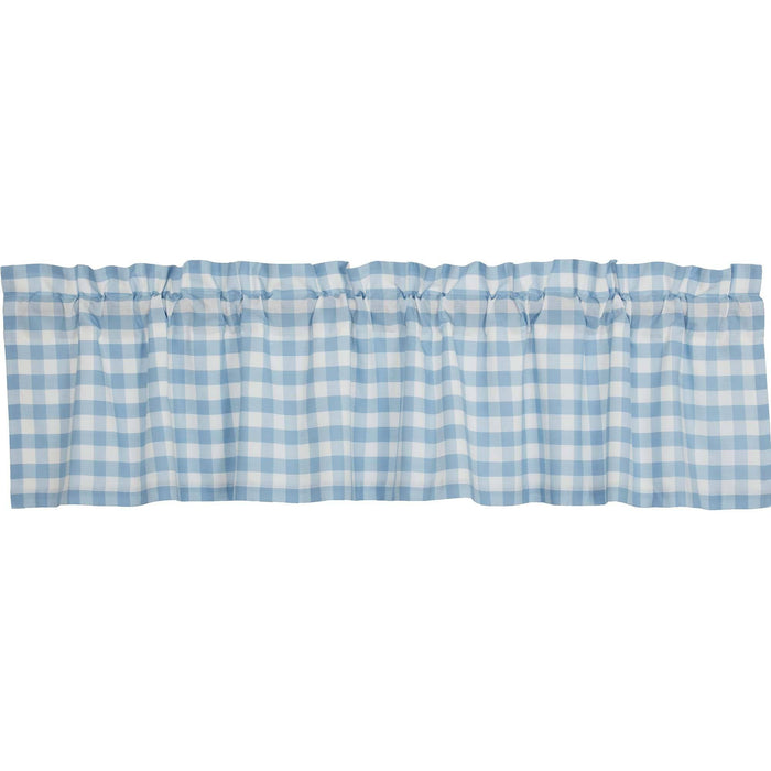 Annie Blue Buffalo Check Lined Valance 72" - Primitive Star Quilt Shop