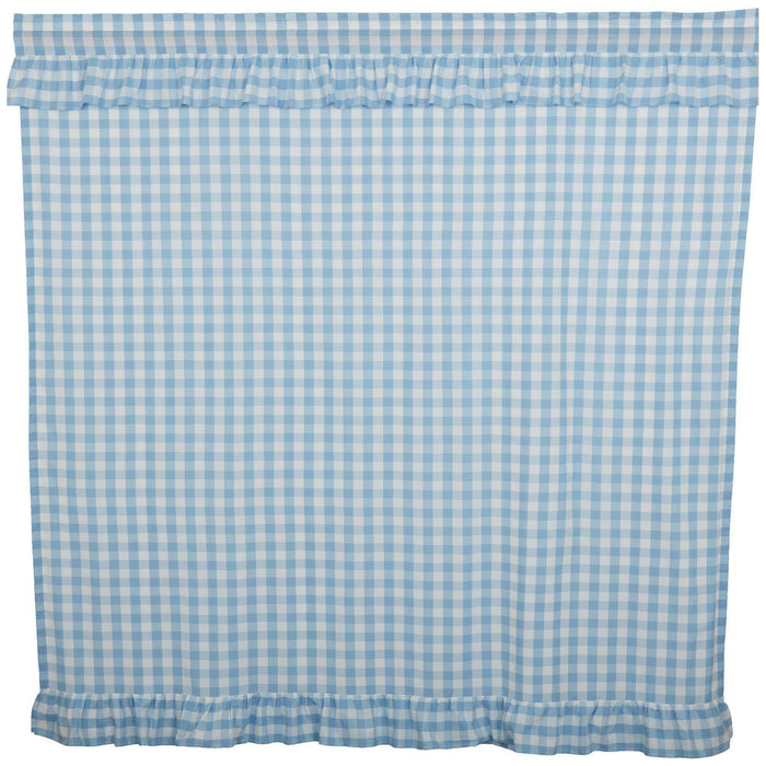 Annie Blue Buffalo Check Ruffled Shower Curtain - Primitive Star Quilt Shop
