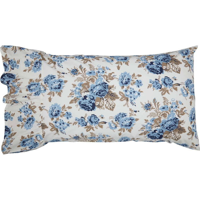 Annie Blue Floral Ruffled Standard Pillow Case - Set of 2 - Primitive Star Quilt Shop
