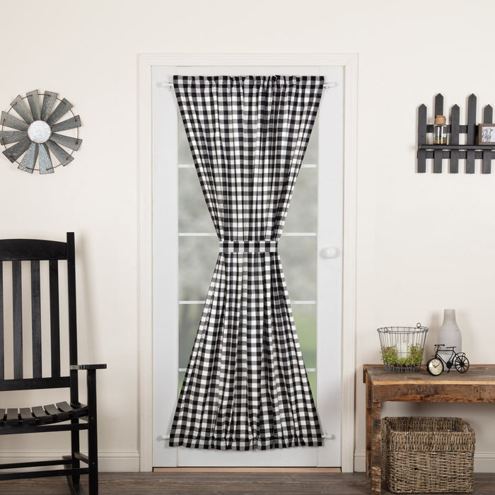 Annie Buffalo Black Check Lined Door Panel Curtain 72" - Primitive Star Quilt Shop