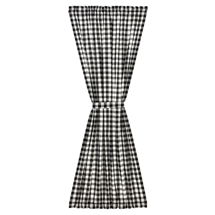 Annie Buffalo Black Check Lined Door Panel Curtain 72" - Primitive Star Quilt Shop