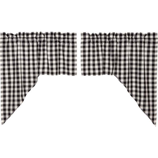 Annie Buffalo Check Black Lined Swag Curtains - Primitive Star Quilt Shop