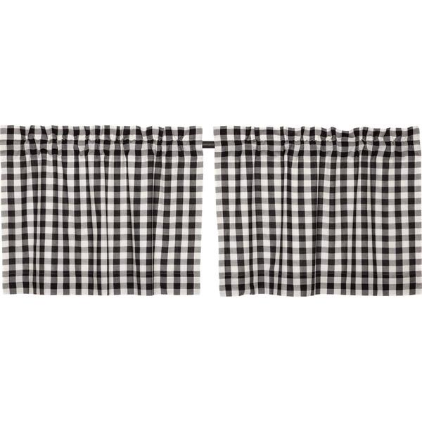 Annie Buffalo Check Black Lined Tier Curtains 24" - Primitive Star Quilt Shop