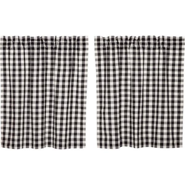 Annie Buffalo Check Black Lined Tier Curtains 36" - Primitive Star Quilt Shop
